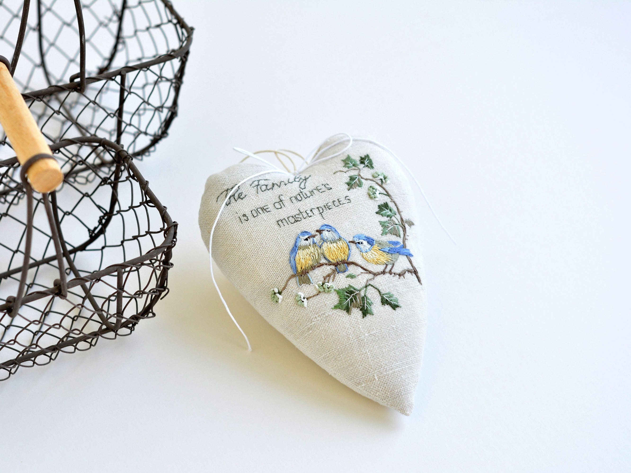 Embroidery decor bird heartembroidered heart birds  etsy Embroidery decor bird heartembroidered heart birds  etsy