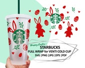 Easter Svg File for Cutting Machine, Bunny Full Wrap Easter For Starbucks, Easter Cold cup, Instant Download, Silhouette Cameo, Cricut DIY