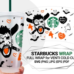 Bad Bunny Halloween Svg For Starbucks Venti Cold Cup 24 Oz, Starbucks full wrap svg, Layered Spooky Season