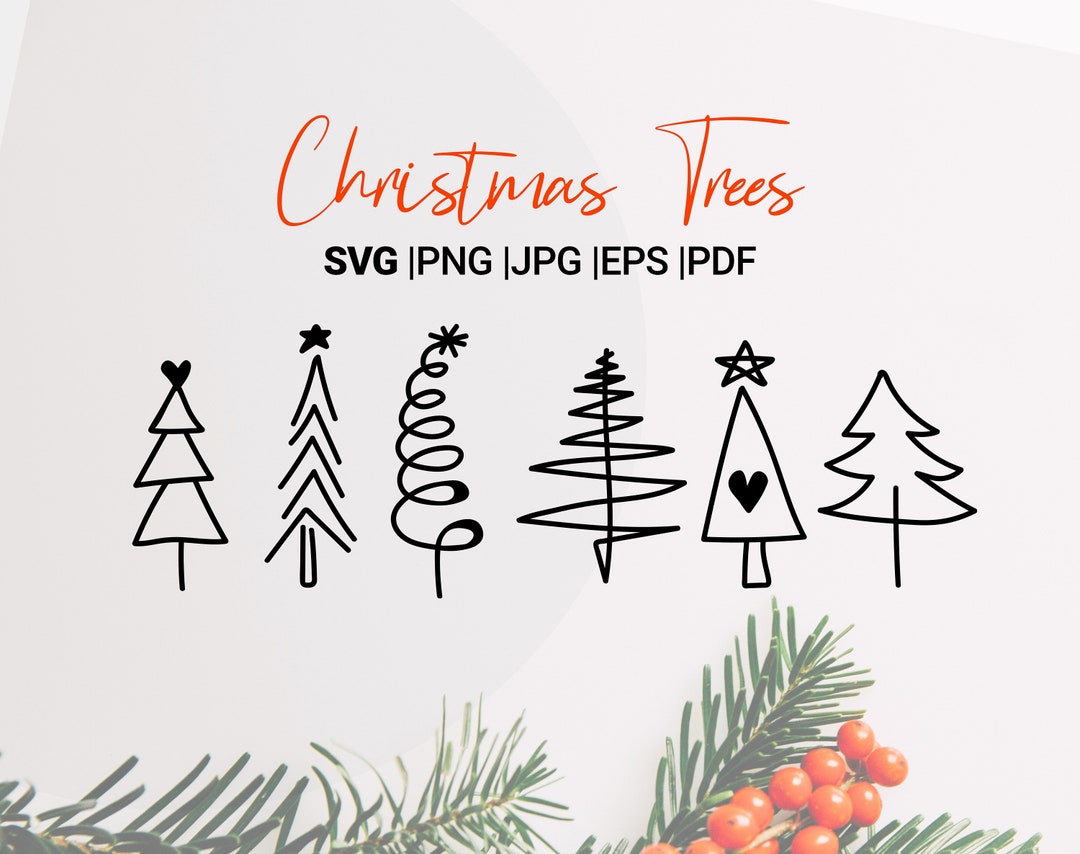 Christmas Trees Svg Tree Hand Drawn Svg Christmas Trees Cut Etsy