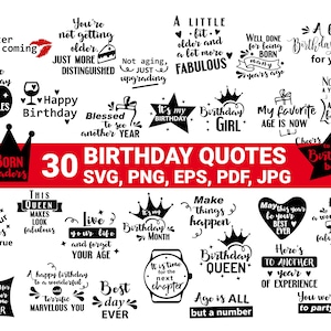 30 Birthday quotes Bundle SVG, Birthday Funny Quotes, Happy Birthday Svg, Birthday Bundle, 30 designs SVG