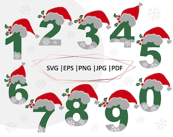 Christmas Web Numbers, Christmas Numbers, Christmasr Numbers, Birthday Party SVG vector cricut cut File PNG, PDF File, Svg