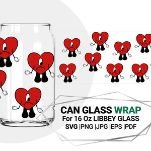 Heart SVG, Un verano sin ti, Baby benito Svg, Bad Bunny Full Wrap SVG for Libbey 16 oz Can Glass wrap, Digital Download Cut Files for Cricut