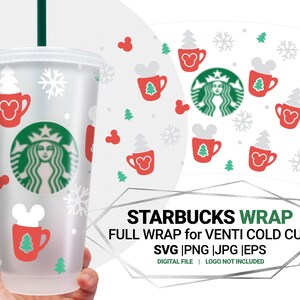 Christmas Cup, Snowflakes full wrap, Venti Cold Cup 24 Oz, Custom template, Cut file, Silhouette Studio