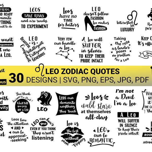 Leo Quotes SVG, Leo Zodiac bundle SVG cut file, Leo Astrology, Horoscope Svg, Star Svg for Cricut 24oz, Cricut