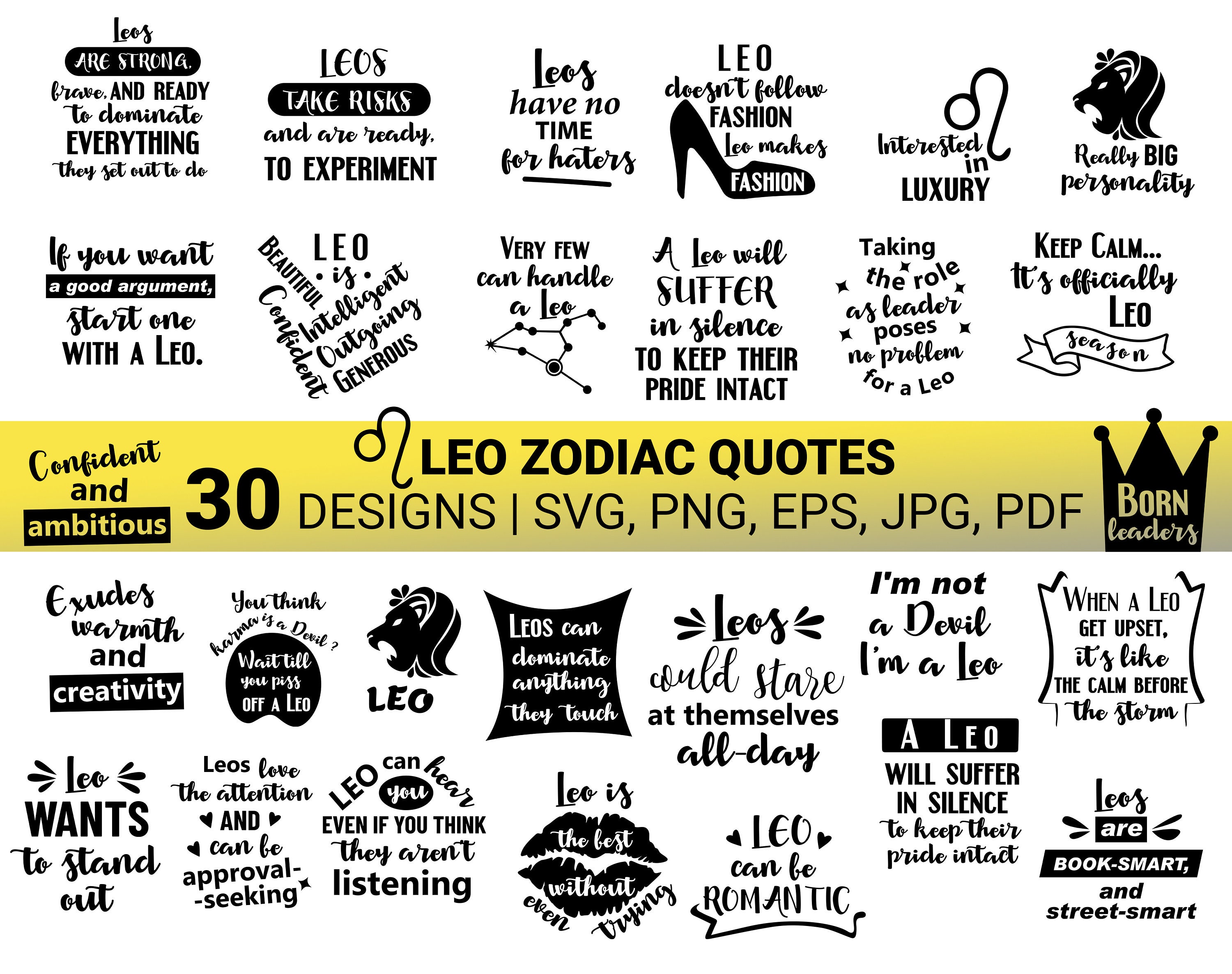 Leo Quotes SVG, Leo Zodiac bundle SVG cut file, Leo Astrology, Horoscope Svg, Star Svg for Cricut 24oz, Cricut