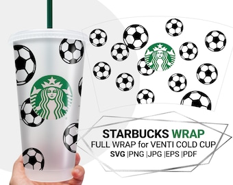 Soccer Wrap for Starbucks Cold Cup svg 24 Oz, Starbucks decal, Full wrap sport Cut file