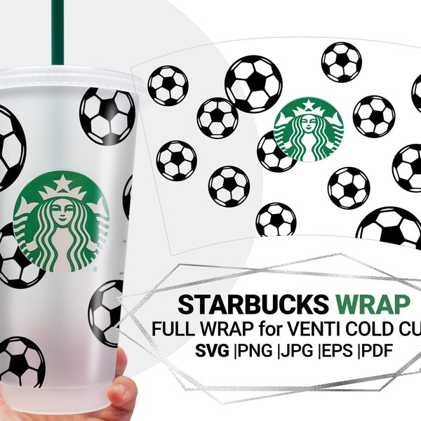 Soccer Wrap for Starbucks Cold Cup svg 24 Oz, Starbucks decal, Full wrap sport Cut file