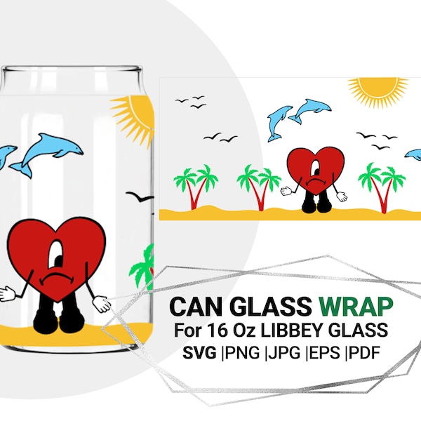 Un verano sin t, Baby benit Svg, Bunny Bad Full Wrap SVG for Libbey 16 oz Can Glass wrap, Digital Download - SVG Cut Files for Cricut