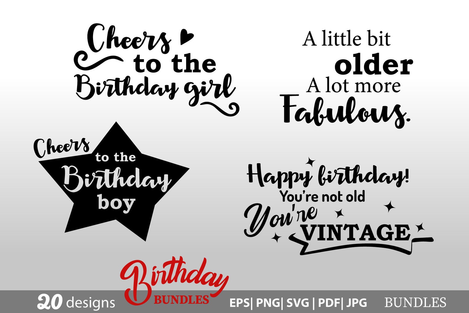 Birthday Bundle SVG Birthday Funny Quotes Happy Birthday  Etsy