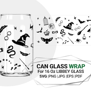 Magic Beer Can Glass Full Wrap SVG voor Cricut Libbey 16 oz Can Glass Wrap, Digitale Download - SVG Cut Files voor Cricut Silhouette