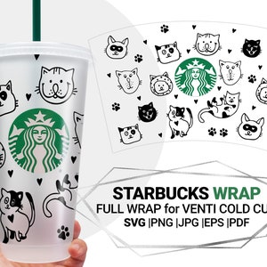 Cats svg pour Starbucks Venti Cold Cup 24 Oz, Animal domestique, Tasse en couches pour les amoureux des chats
