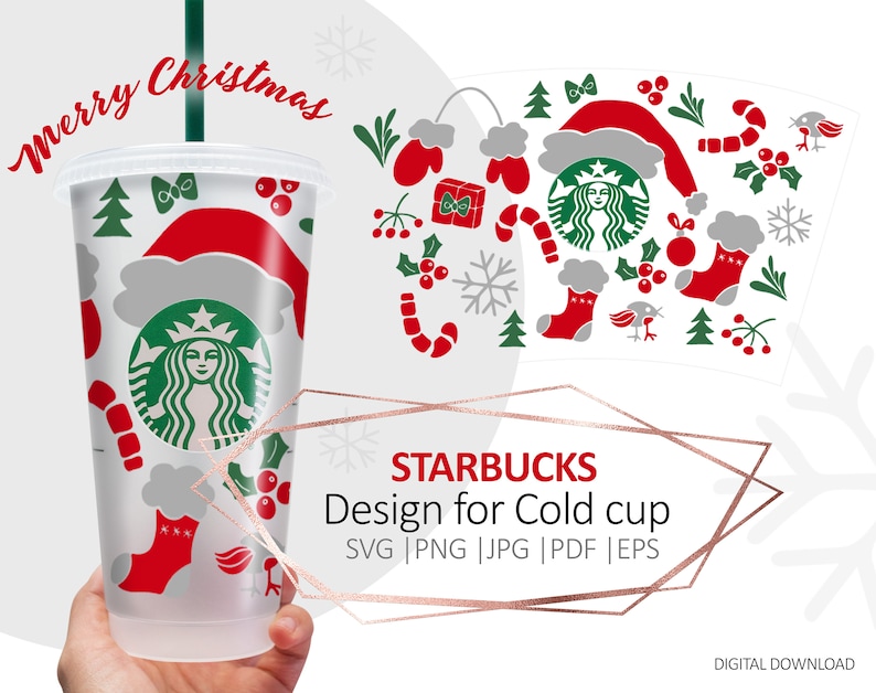 Download Christmas Starbucks Cold Cup SVG Happy New year Full Wrap ...