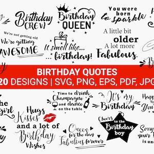 Birthday Bundle SVG, Birthday Funny Quotes, Happy Birthday Svg, Birthday Bundle, 20 designs SVG