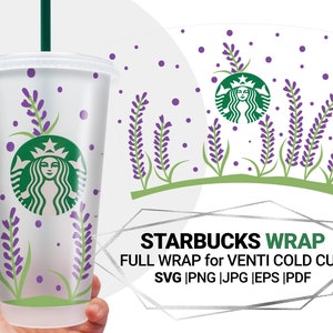 Spring flowers, 24 Oz Starbucks, Lavender for For Starbucks Venti Cold Cup 24 Oz, Spring Template Svg Starbucks full wrap svg, Layered