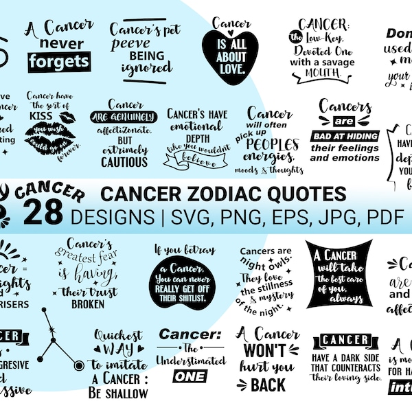 Cancer Quotes SVG, Cancer Zodiac bundle SVG cut file, Cancer Astrology, Horoscope Svg, Star Svg for Cricut 24oz, Cricut