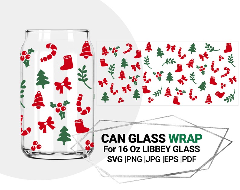 Christmas Full Wrap SVG for Cricut Libbey 16 Oz Can Glass - Etsy