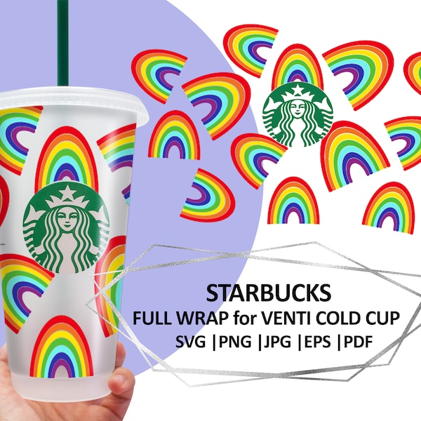 RAINBOW BLOBS, Pride Starbucks Cold Cup, Lgbt, Lgbtq, Gay Pride,Full Wrap Rainbow Starbucks Coffee SVG file, Cut file