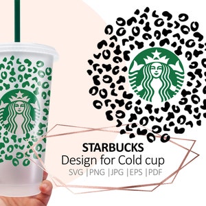 Leopard Starbucks, Cheetah cup, Instant download Svg