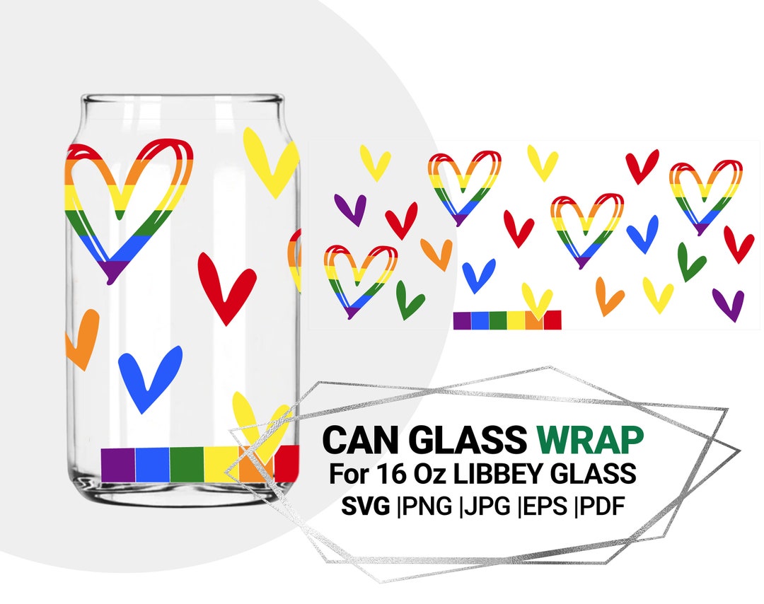 Lgbtq Pride Rainbow, Pride Svg, Wrap SVG for Libbey 16 Oz Can Glass ...