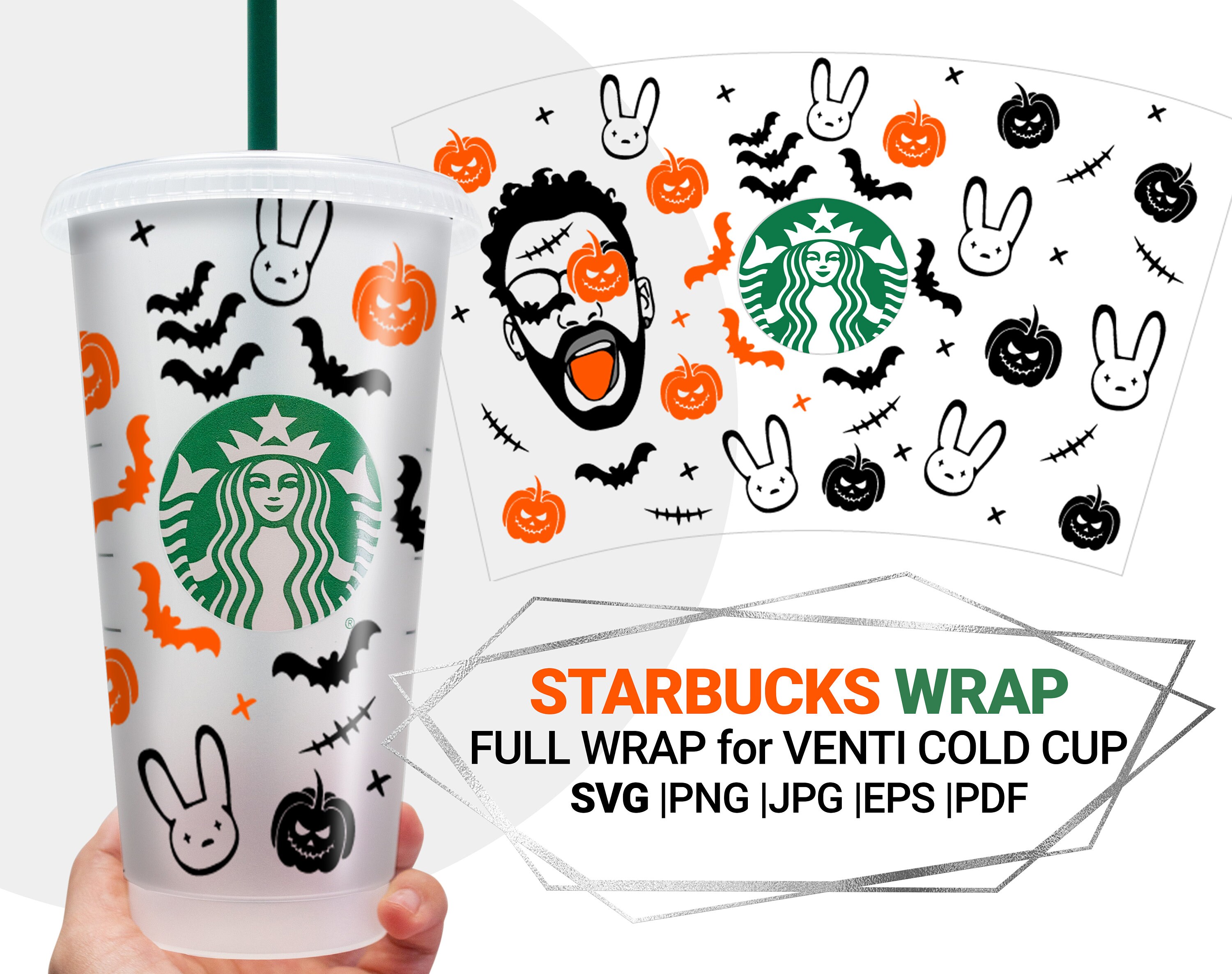 Bad Bunny Halloween Svg for Starbucks Venti Cold Cup 24 Oz - Etsy
