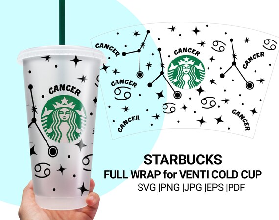 Cancer Zodiac Astrology SVG for Starbucks Cold Cup Venti 24 Oz Instant Download for Cricut. Horoscope Starbucks Cup Svg Zodiac Signs