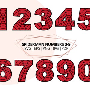 Spider web svg, Spiderman Numbers, Birthday boy svg, Descarga instantánea