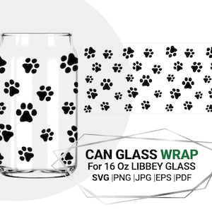 Emballage complet patte SVG pour Cricut Libbey 16 oz peut envelopper de verre, téléchargement numérique - fichiers de coupe SVG pour Cricut Silhouette