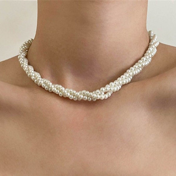 Pearl Twist Necklace Etsy