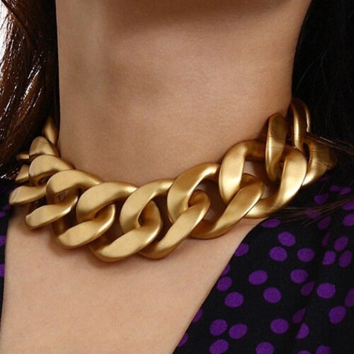 Rose Gold Chunky Link Necklace Large Chain Statement Etsy