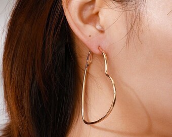 Heart Hoop Earrings - Etsy UK