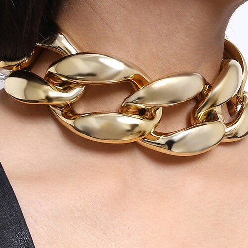 Rose Gold Chunky Link Necklace Large Chain Statement Etsy