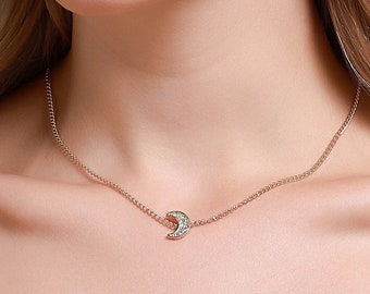 Feximzl Moon Pendant Necklace 18K Gold Plated Dainty Stainless Steel Moon Choker Simple Crescent Moon Necklaces for Women Feximzl Moon Pendant Necklace 18K Gold Plated Dainty Stainless Steel Moon Choker Simple Crescent Moon Necklaces for Women
