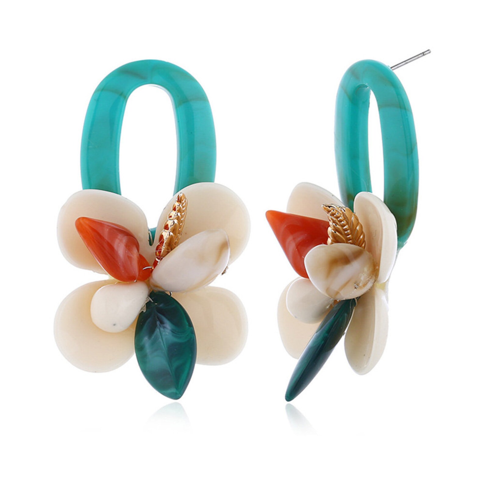 Large white flower earrings Clearance