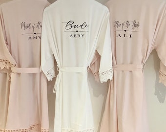 Bridesmaid satin robes, personalised satin robes CLARA, bridesmaid gift, wedding robes, silky dressing gown, bride robe, bridal robes