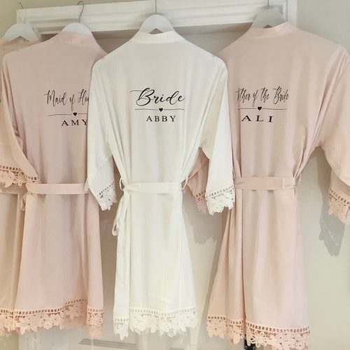 Bridesmaid Robes Satin Lace Wedding Robes Bridal Robes Etsy UK