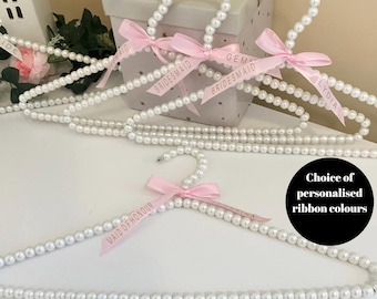 Pearl Wedding Hanger with Personalised Ribbon