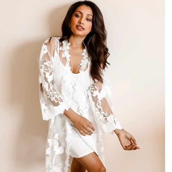 Luxury full lace bridal robe - wedding robe for bride