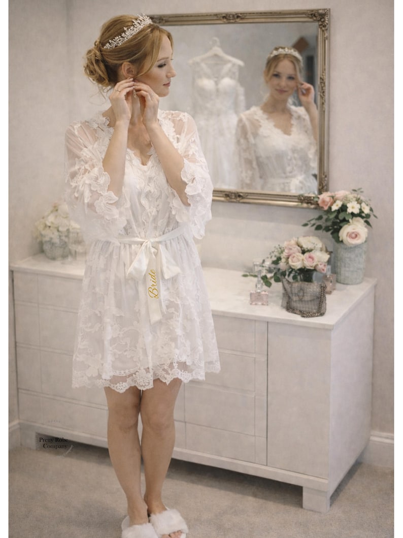 Luxury full lace bridal robe - wedding robe for bride image 12