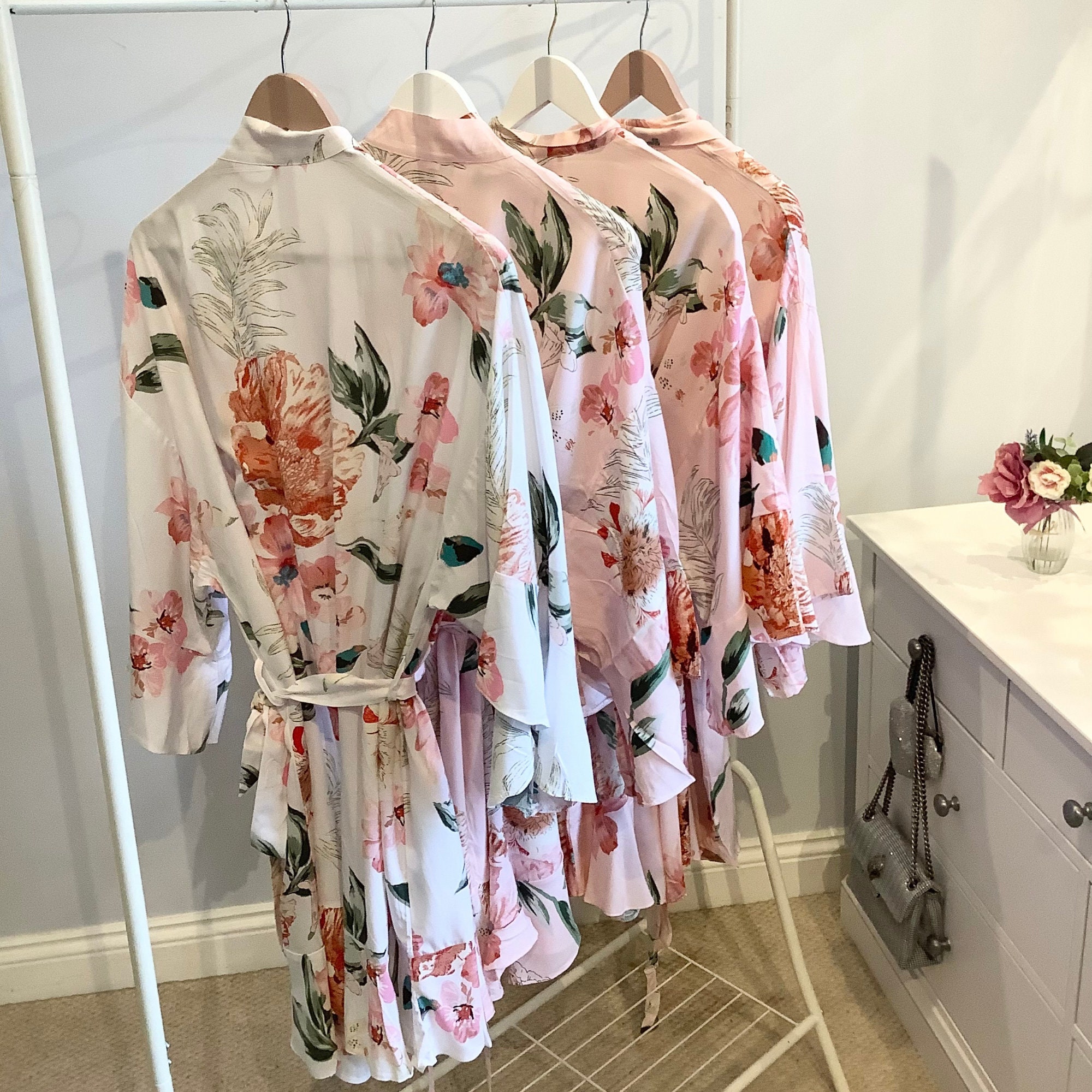bridesmaid dressing gowns cotton A-Line Maxi Chiffon Bridesmaid Dresses Ruffle Sleeves Bateau Wedding Guest Dress COCOMELODY CB0856, Pale Pink