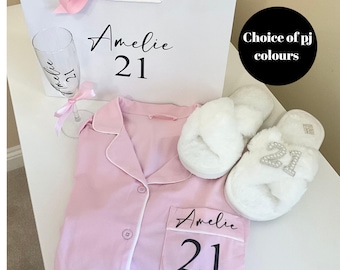 Ladies Cotton Birthday PJs  Personalised Long Pyjama Set - birthday gift for her