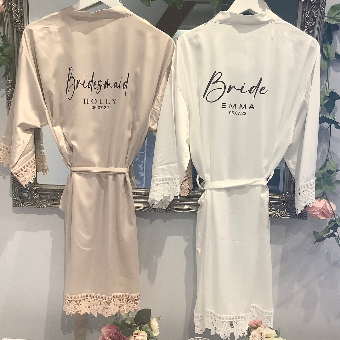 Personalised Satin Robes LILA, Bridesmaid Robe, Champagne Robe, Bride