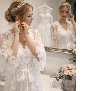 Luxury full lace bridal robe - wedding robe for bride image 1