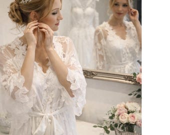 Luxury full lace bridal robe - wedding robe for bride