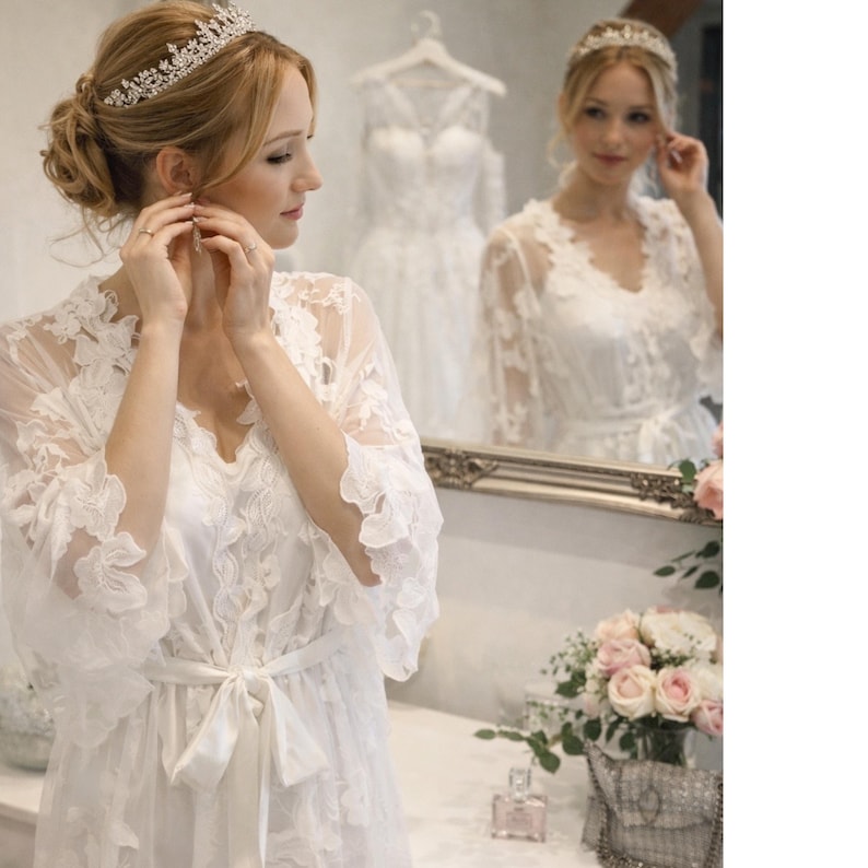 Luxury full lace bridal robe - wedding robe for bride image 1