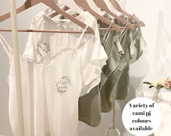 Personalised Satin Cami Short Pyjama Set, Bridal Party PJs