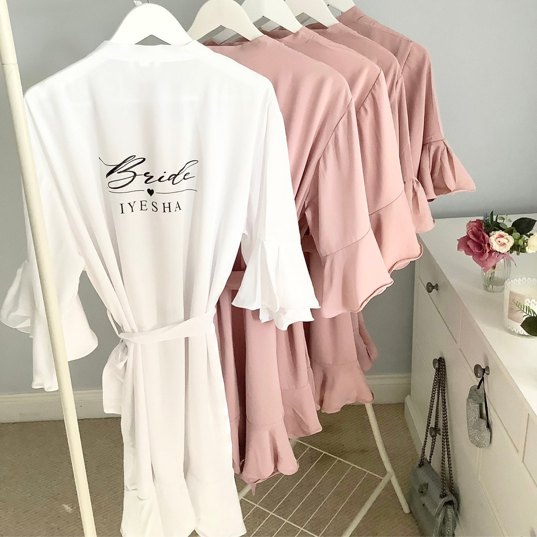 Personalised Bridesmaid Ruffle Robes Bridesmaid Robe Bride Etsy UK