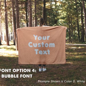 Personalized Fleece Blanket | Custom Text, Photo, Quote | Graduation, Wedding Gift 4- Bubble Font