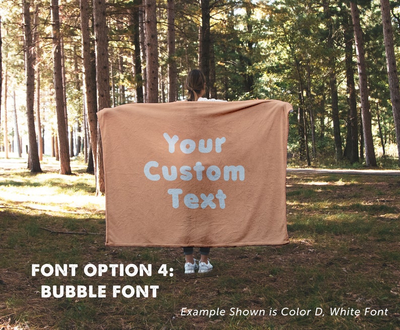 Personalized Fleece Blanket | Custom Text, Photo, Quote | Graduation, Wedding Gift 4- Bubble Font