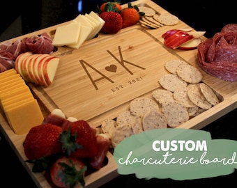 Personalized Bamboo Charcuterie Board with Compartments | Custom Cheese Platter
